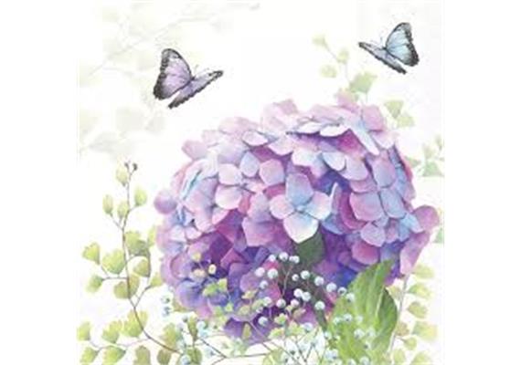 Ambiente Servietten Hordensie und Schmetterlinge