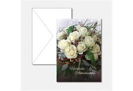 Doppelkarte Trauer Bouquet weisse Rosen  Hochformat 12.2 x 17.5 cm