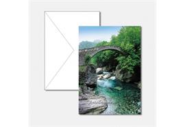 Doppelkarte Trauer Brücke über Fluss  Hochformat 12.2 x 17.5 cm
