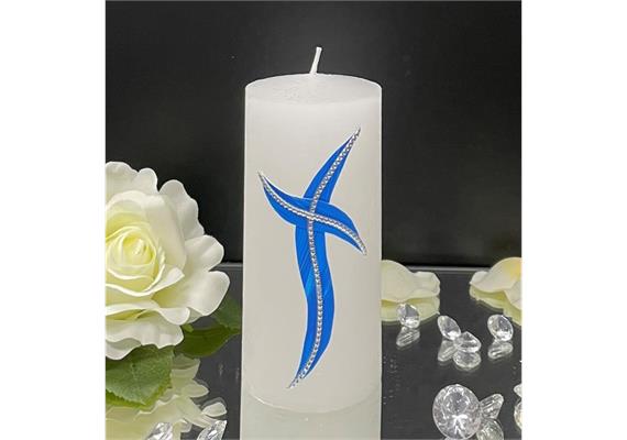 Firmung/Kommunion Kreuz blau/silber