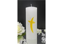 Firmung/Kommunion Kreuz gelb/silber mit Glitter
