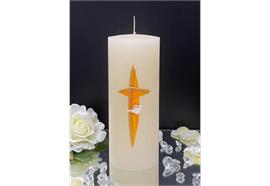 Firmung/Kommunion Kreuz orange/gold mit Taube