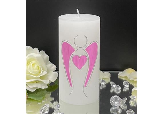 Firmung/Kommunion mit Engel rosa/silber