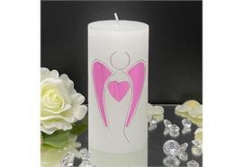 Firmung/Kommunion mit Engel rosa/silber