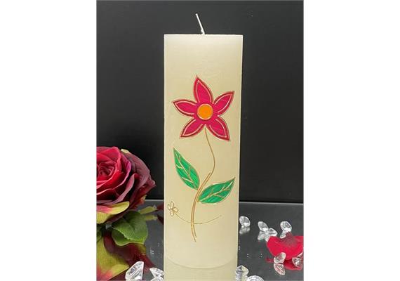 Geburtstagskerze Blume rot/gold