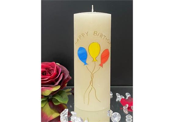 Geburtstagskerze Happy Birthday mit Ballone