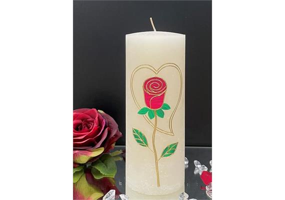 Geburtstagskerze Rose im Herz