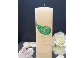 Gedenk/Trauer-Kerze wollweiss, Gott Hält Dich