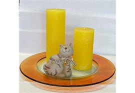 Glasteller rund gross mit Rand orange D: 330 mm  (für Kerzen bis 150mm Duchmesser)