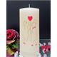 Hochzeitskerze mit Brautpaar gold und Herz pink