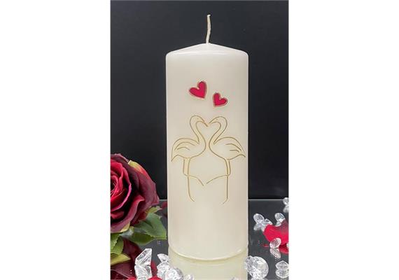 Hochzeitskerze mit Flamingo