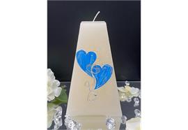 Hochzeitskerze mit zwei Herzen blau