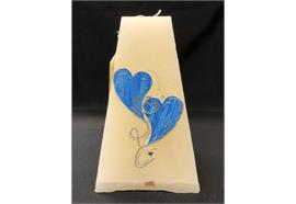 Hochzeitskerze mit zwei Herzen blau