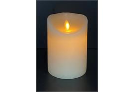 LED Echtwachskerze wollweiss D: 90 mm H: 125 mm