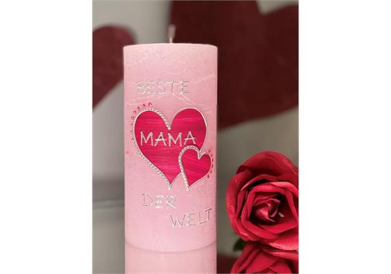Muttertagskerze mit Herzen Beste Mama der Welt