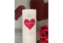 Muttertagskerze weiss mit Herz Mama