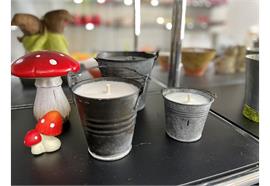 Outdoorkerze im Zinktopf klein mit Bügel