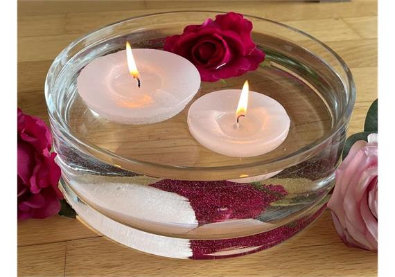 Raureif-Schwimmkerzen D: 80mm H: 40mm sonnengelb