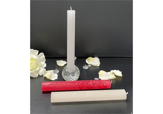 Raureif-Stabkerzen D:22mm H:180mm grau