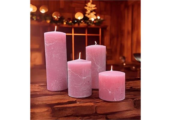 Raureifkerzen Adventsset altrosa