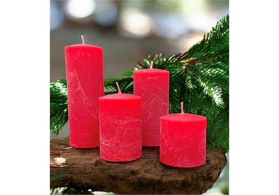 Raureifkerzen Adventsset bordeaux