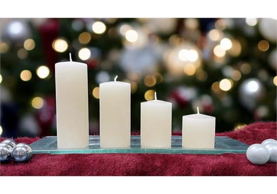Raureifkerzen Adventsset offwhite