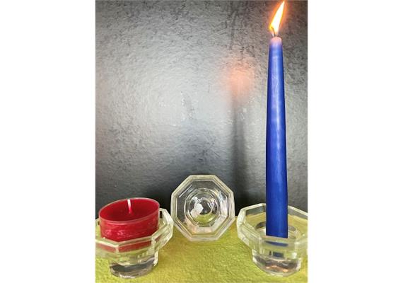Spitzkerzenhalter Glas achteckig D: 80 mm H: 45 mm