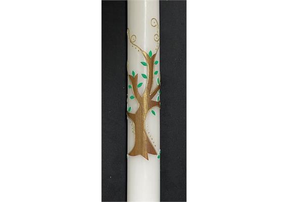 Taufkerze Baum braun/gold