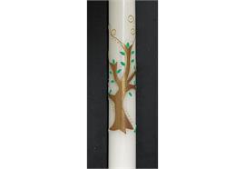 Taufkerze Baum braun/gold