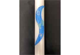 Taufkerze blau mit Füsse türkis