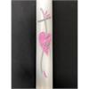 Taufkerze mit Kreuz silber und Herz rosa