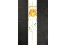 Taufkerze mit Kreuz, Sonne und Taube