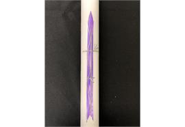 Taufkerze mit Kreuz und Fisch violett