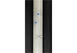 Taufkerze mit Pusteblume silber/blau