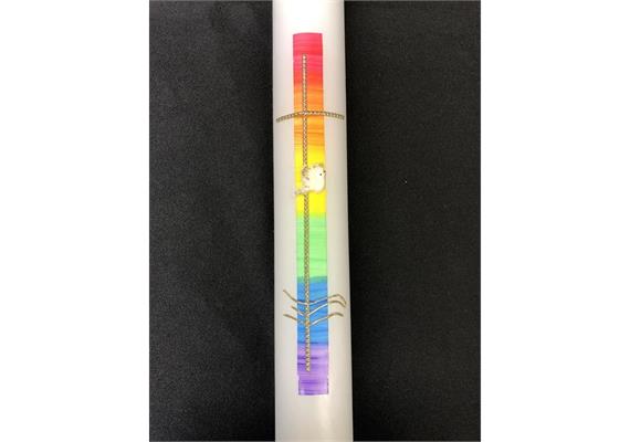 Taufkerze Regenbogen Kreuz Taube Wasser