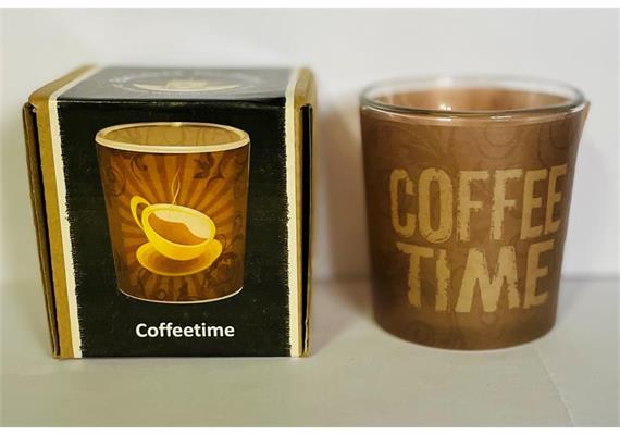 Teelichtglas Coffee Time D: 60 mm H: 65 mm