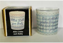 Teelichtglas - Ein Licht für Dich Baby blau D: 60 mm H: 65 mm