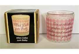 Teelichtglas - Ein Licht für Dich Baby rosa D: 60 mm H: 65 mm