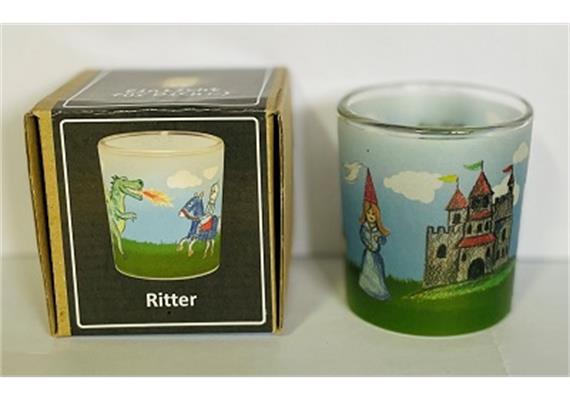 Teelichtglas Ritter und Drachen D: 60 mm H: 65 mm