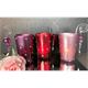Teelichtglas rot mit Glitzersteine